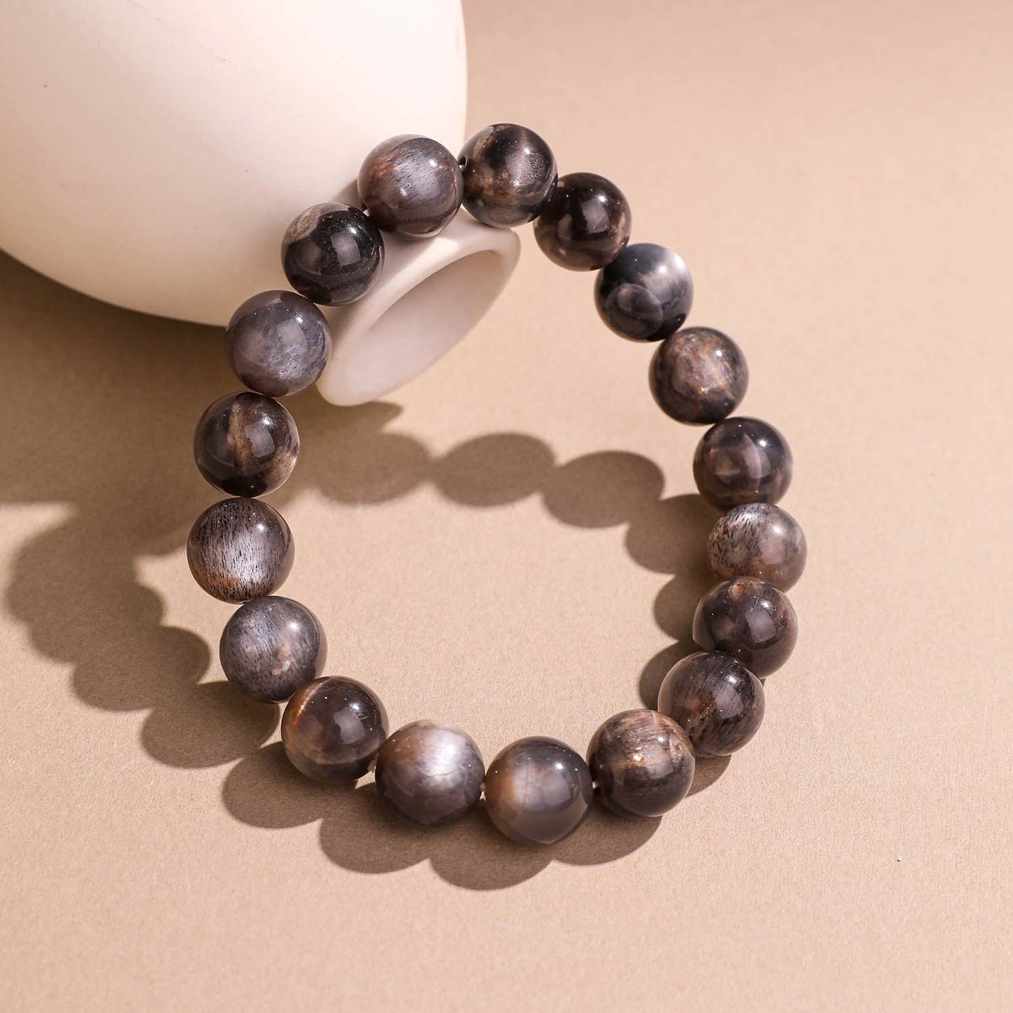 星隕·金沙丨黑金骨幹手鏈丨黑金骨幹黑太陽石手鏈 招財穩事業 強能量貓眼水晶鏈