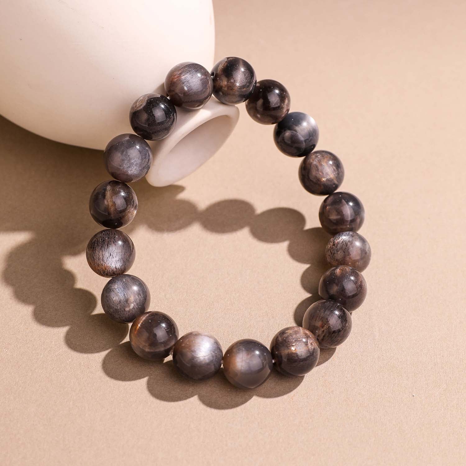 星隕·金沙丨黑金骨幹手鏈丨黑金骨幹黑太陽石手鏈 招財穩事業 強能量貓眼水晶鏈