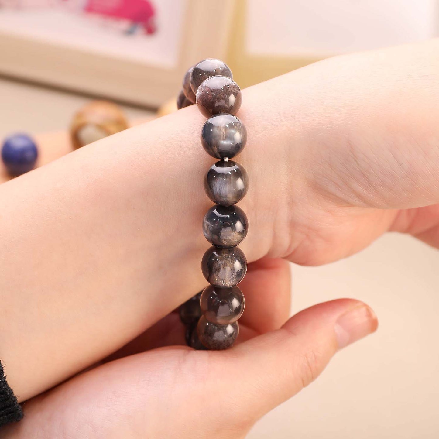 星隕·金沙丨黑金骨幹手鏈丨黑金骨幹黑太陽石手鏈 招財穩事業 強能量貓眼水晶鏈