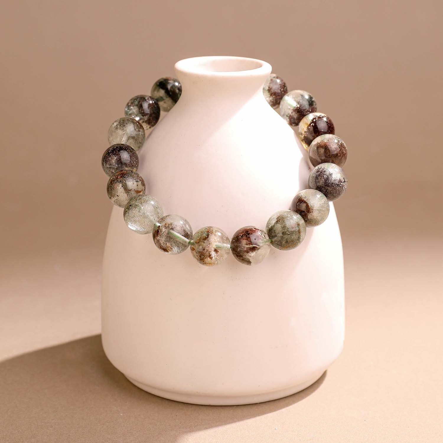 苔紋·聚寶丨綠幽靈手鏈丨綠幽靈聚寶盆手鏈 馬年穩事業招正財 本命水晶鏈