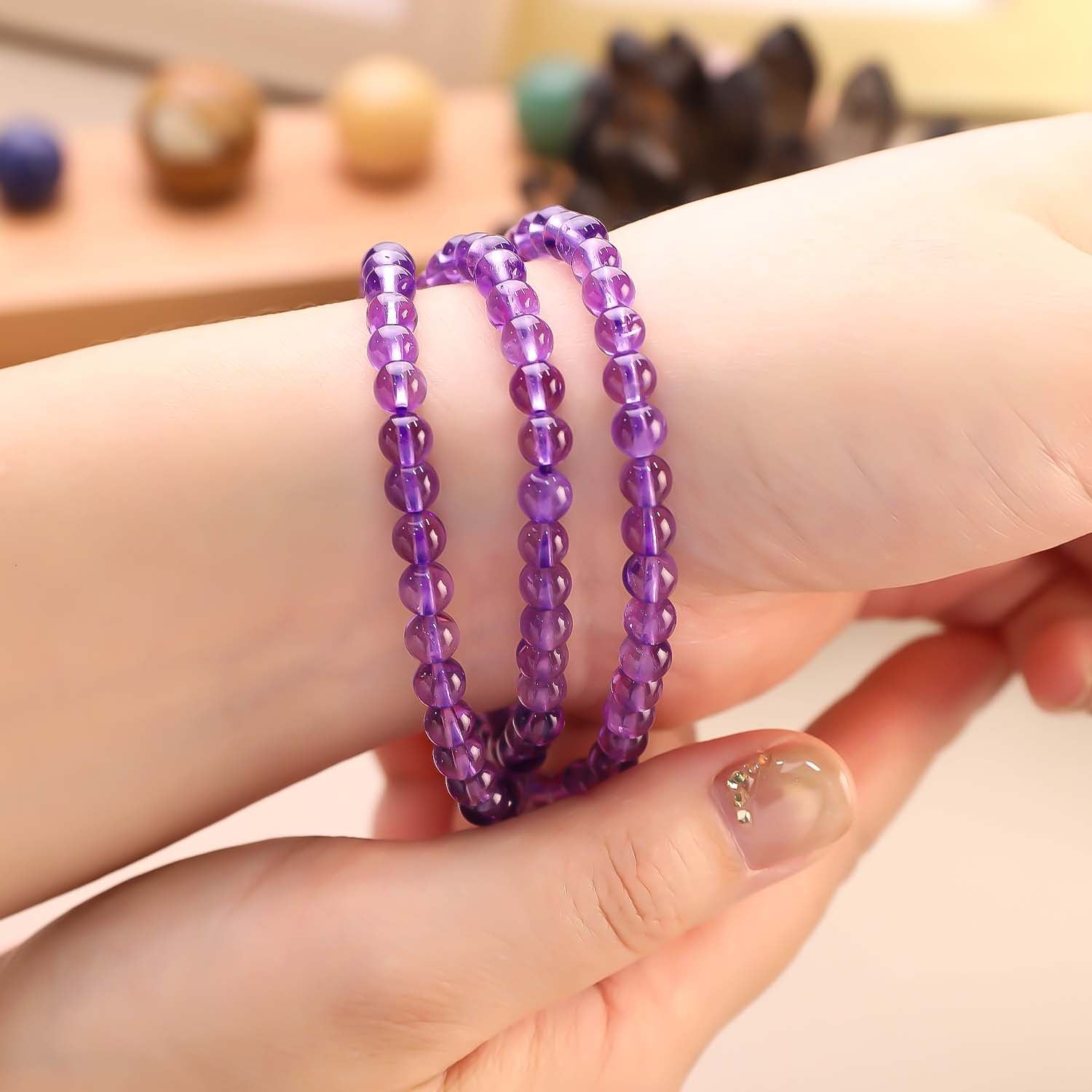 紫蘿·輕煙丨紫水晶手鏈丨馬年專屬多圈紫水晶手鏈 招正財穩學業 通透水晶鏈