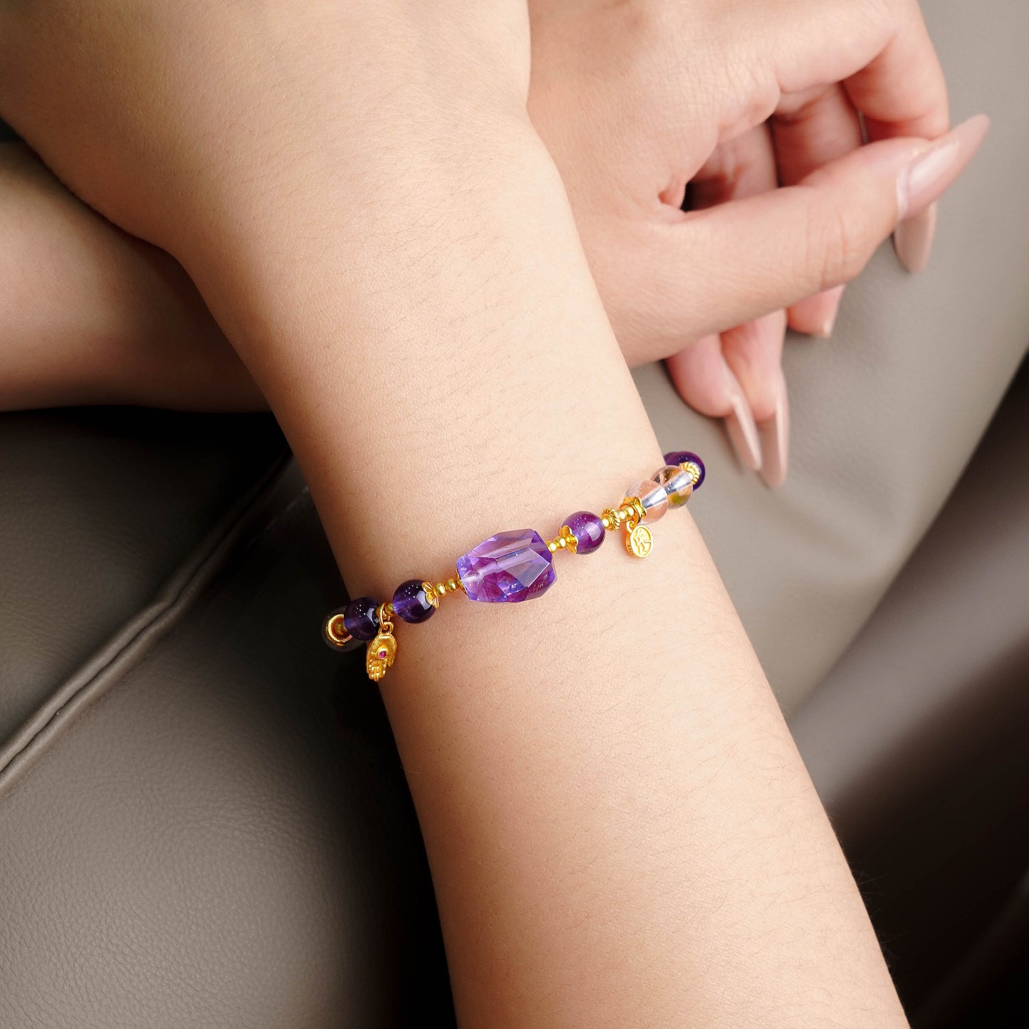 禪韻•紫晶丨白晶澄心  膠花引運  發晶提氣