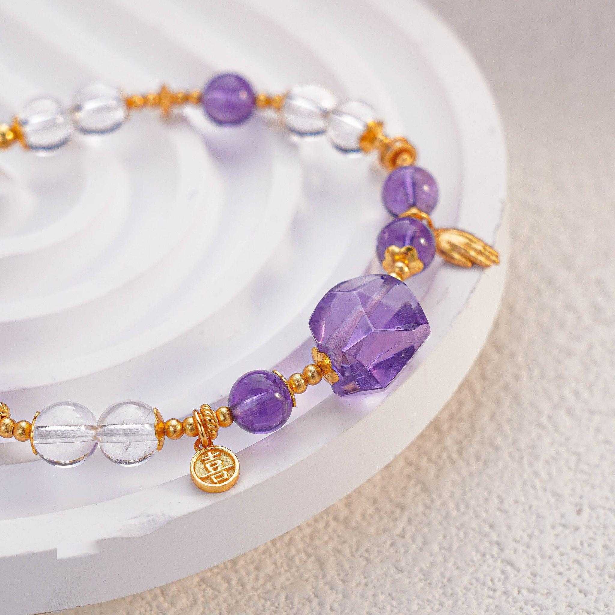 禪韻•紫晶丨白晶澄心  膠花引運  發晶提氣